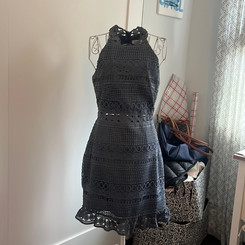 Beautiful navy high neck dress